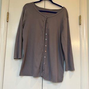 Three Dots Grey Cotton Tank and Button Down Cardigan